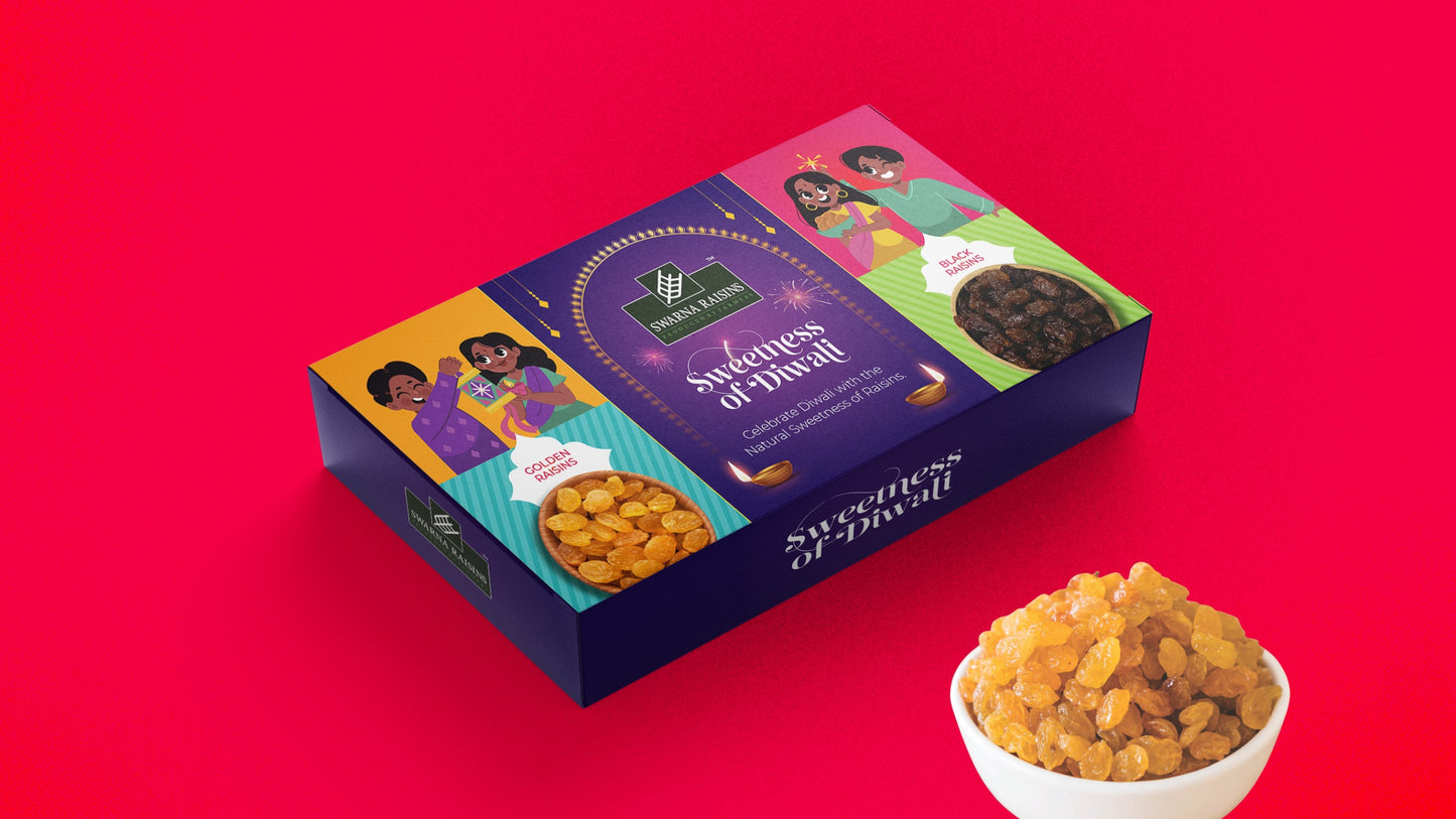 Swarna Premium Raisins Duo Pack – Golden (200g) & Black (200g) | Naturally Processed, Hand-Sorted | No Added Colours & Oil | 400g
