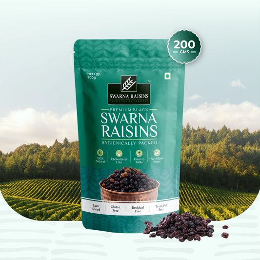 Swarna Black Raisins 200 gms - Rich in Antioxidants -  Swarna Raisins