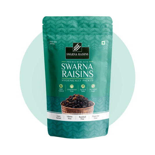Swarna Black Raisins 500 gms - Rich in Antioxidants -  Swarna Raisins
