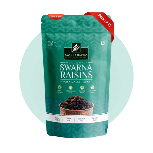 Swarna Black Raisins 40 gms (Pack of 15) - Rich in Antioxidants -  Swarna Raisins