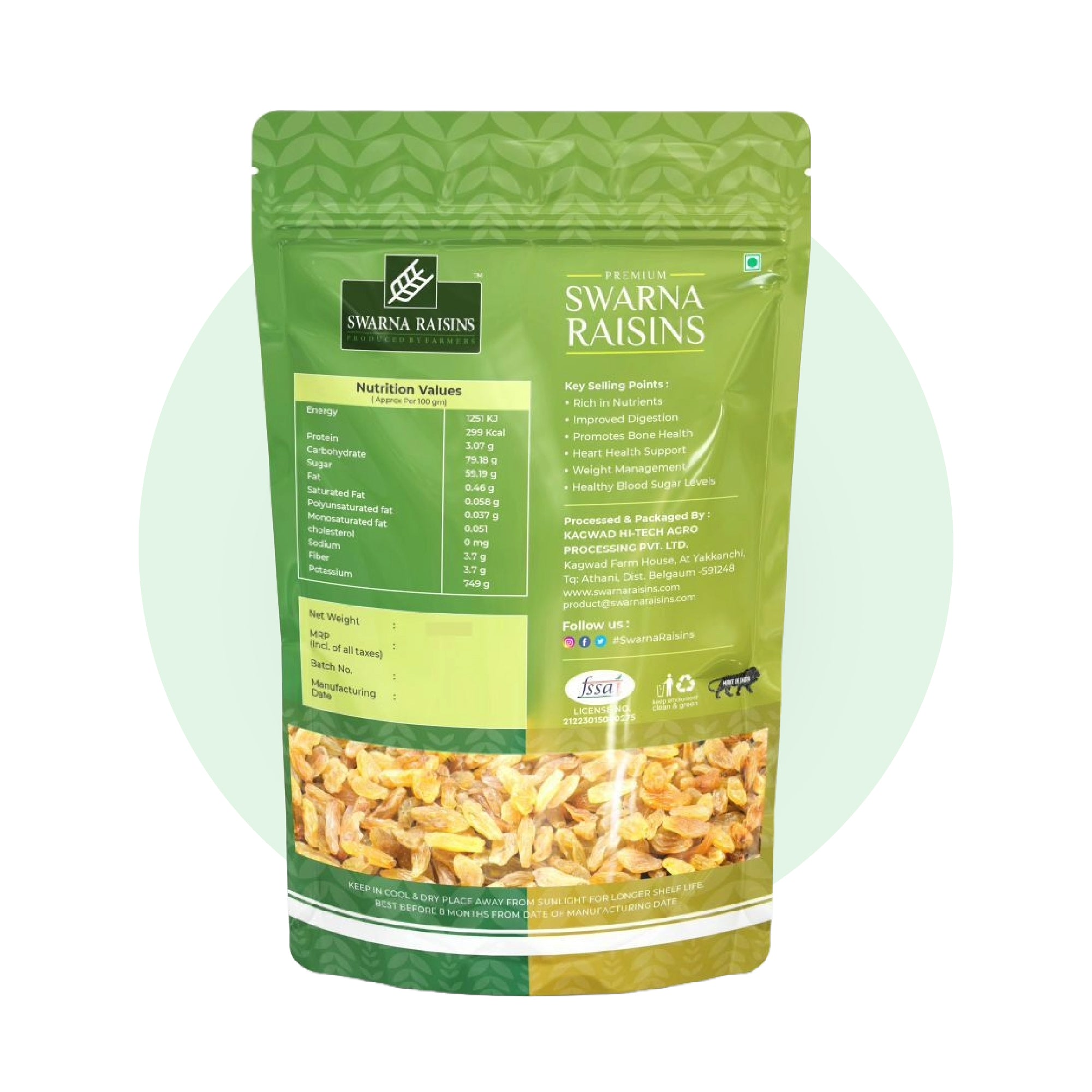 Swarna Raisins 3 Kgs 100% Pure Premium Thompson Seedless Golden Raisins