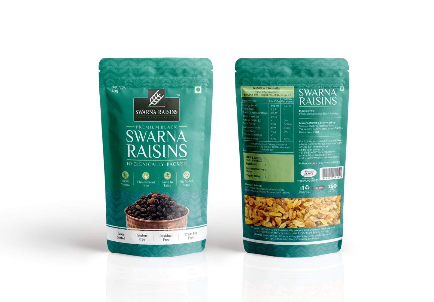 Swarna Black Raisins 40 gms (Pack of 15) - Rich in Antioxidants