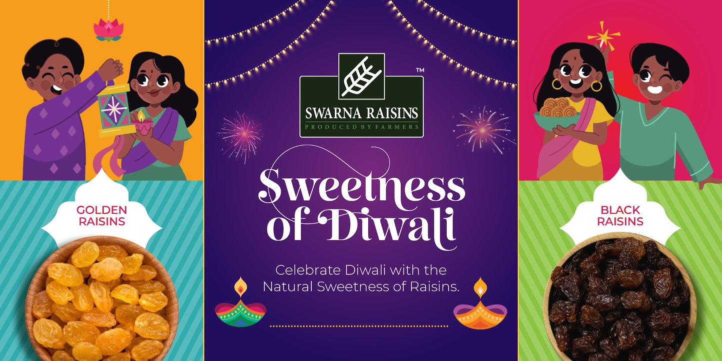 Swarna Premium Raisins Duo Pack – Golden (200g) & Black (200g) | Naturally Processed, Hand-Sorted | No Added Colours & Oil | 400g