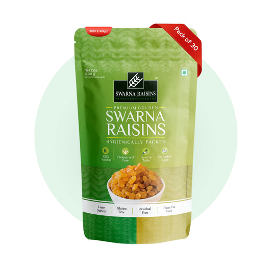 Swarna Raisins 40gms (Pack of 30) 100% Pure Premium Thompson Seedless Golden Raisins -  Swarna Raisins