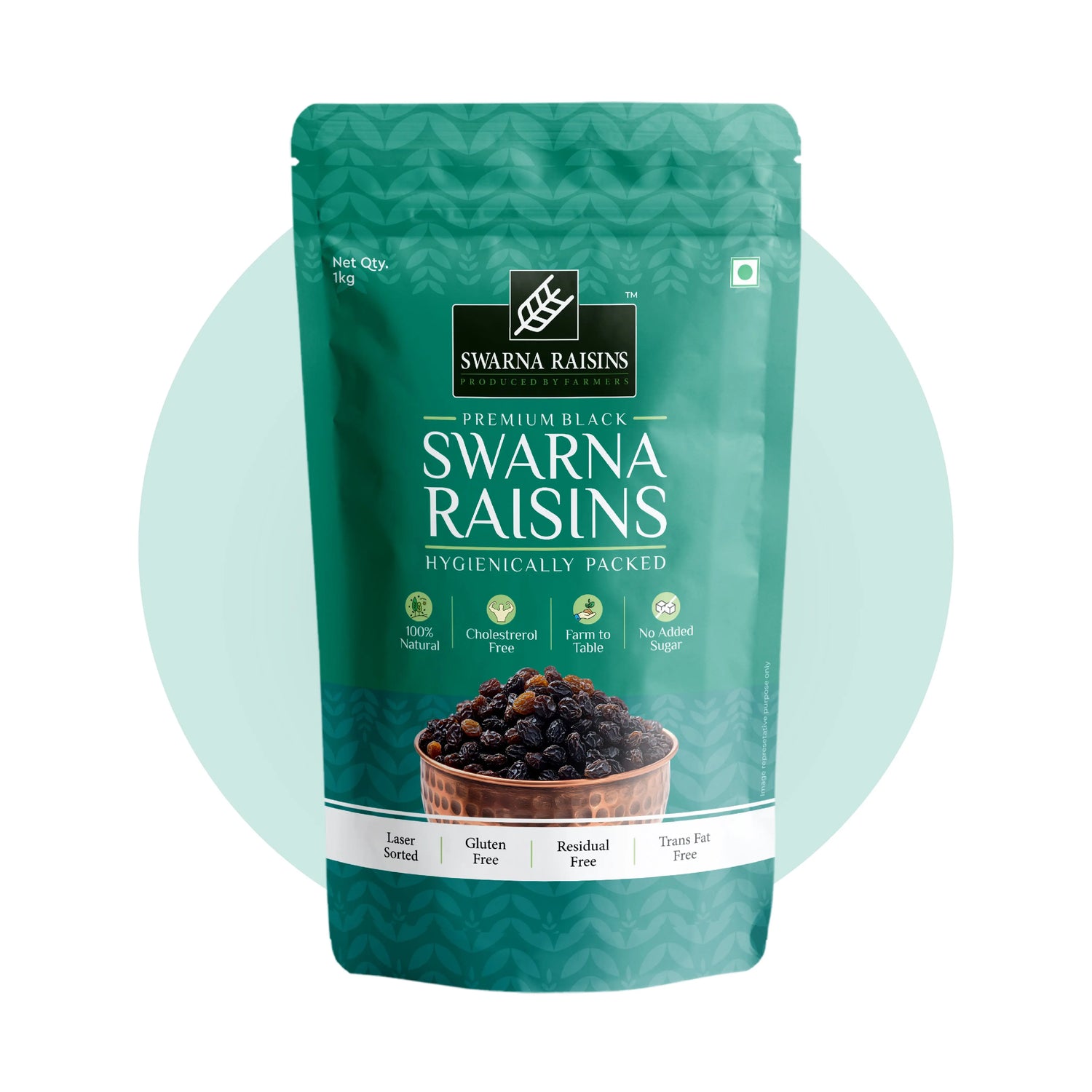 Swarna Black Raisins 1 kg pack - Rich in Antioxidants -  Swarna Raisins