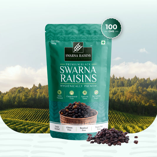 Swarna Black Raisins 100 gms - Rich in Antioxidants -  Swarna Raisins