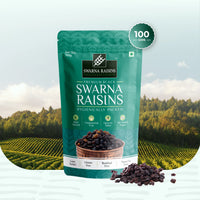 Swarna Premium Black Raisins (Kishmish) | Juicy Jumbo Dried Grapes | Naturally Processed | Farm-to-Table, Hand-Sorted, Organic | No Added Colours & Oil | Healthy Superfood Snack | 100Gm
