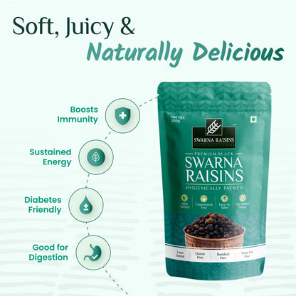 Swarna Black Raisins 200 gms - Rich in Antioxidants -  Swarna Raisins