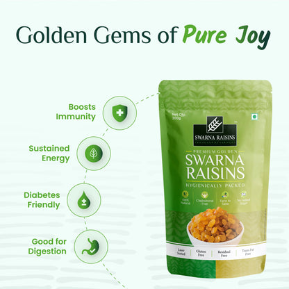 Swarna Raisins 200 grams 100% Pure Premium Thompson Seedless Golden Raisins Swarna Raisins