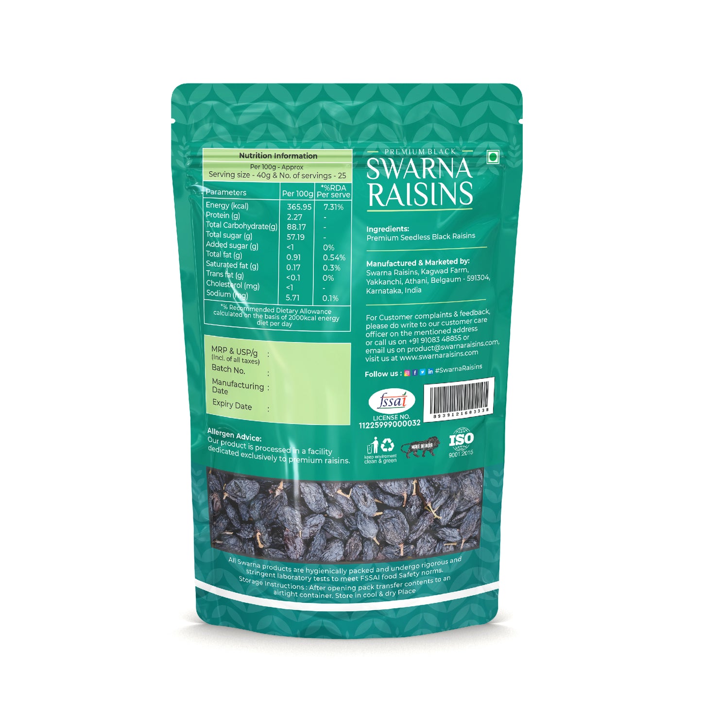 Naturally Dries Black Kishmish Pack of 100gms