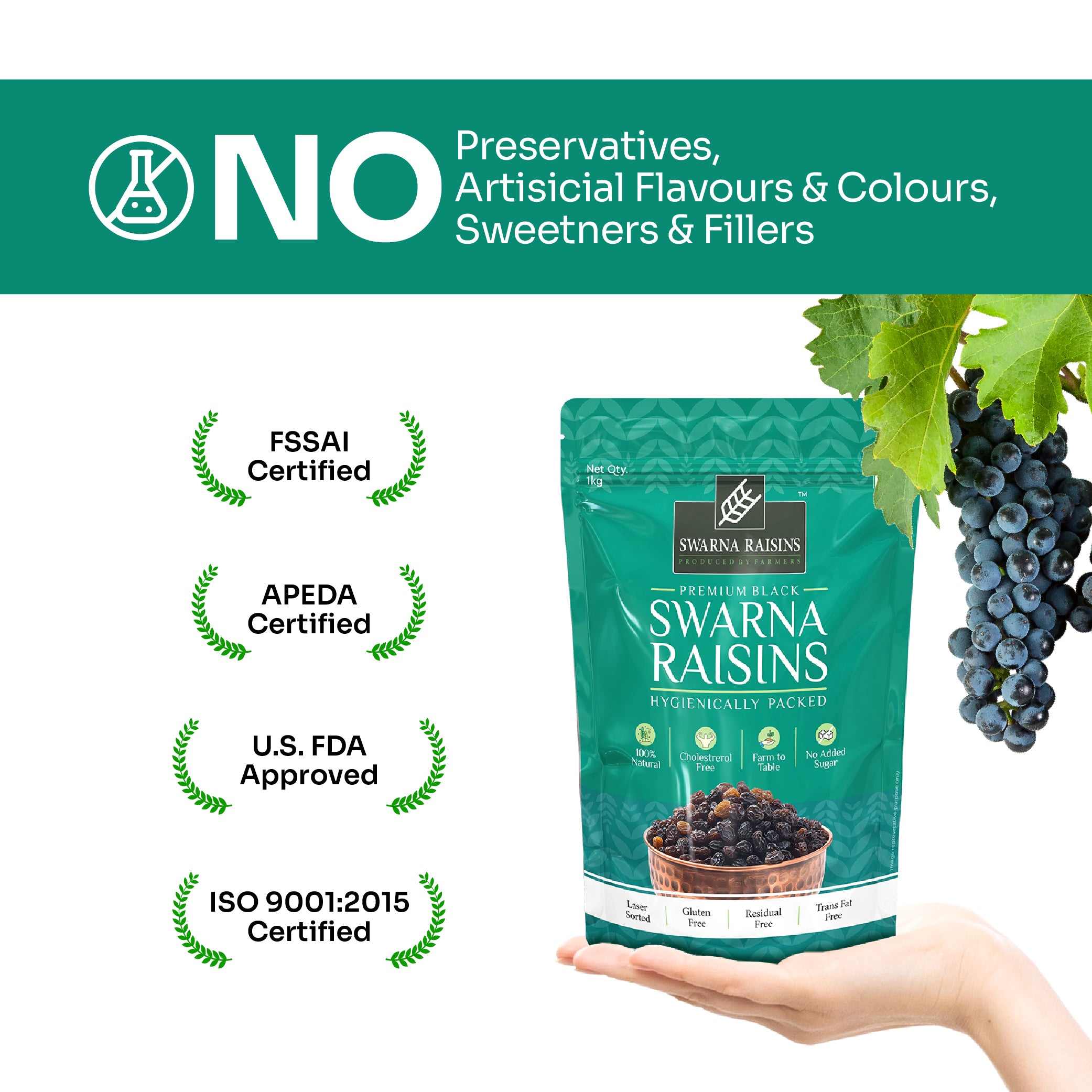 Premium Black Raisins Family pack 1Kg + 500gms