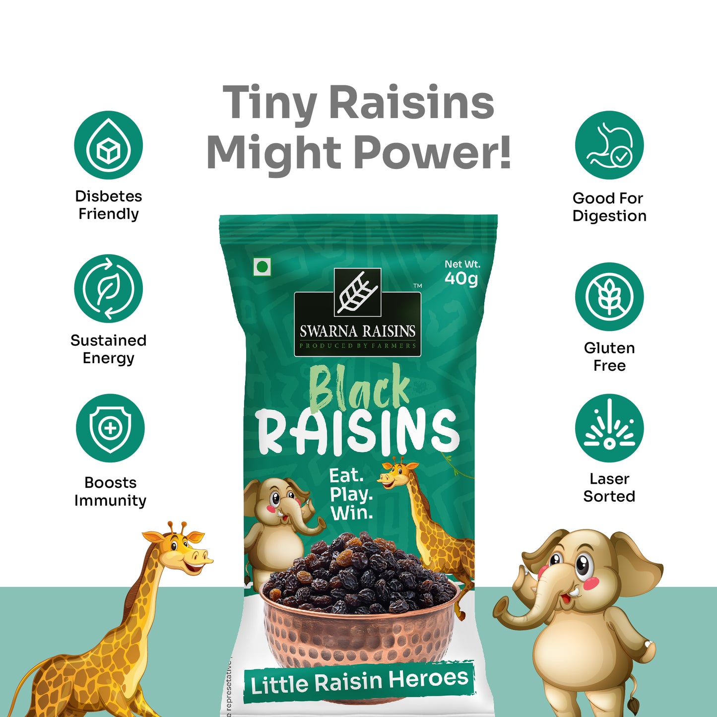 Swarna Premium Black & Golden Raisins (40g Packs)