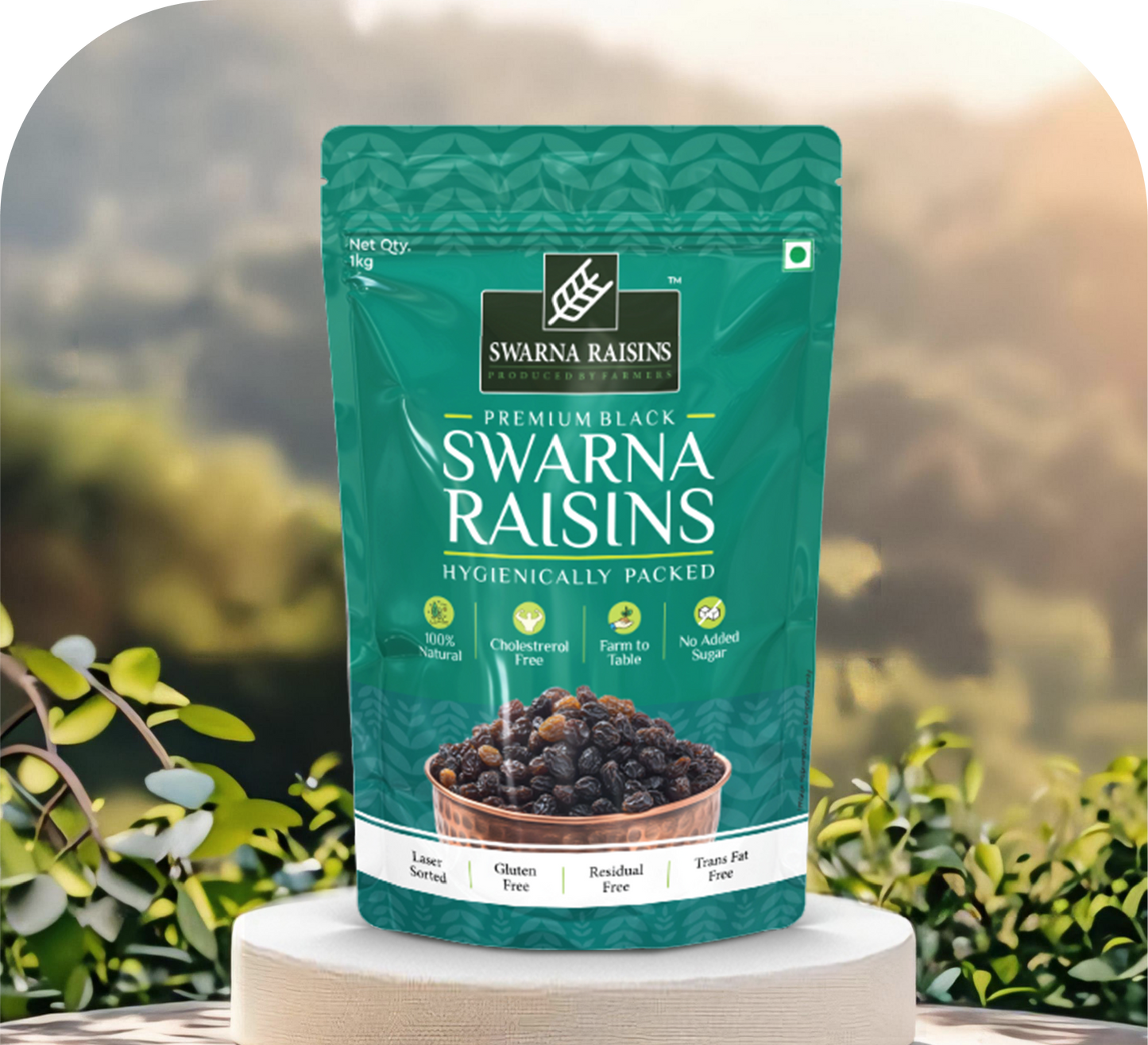 Indian Seedless Black Raisins pack of 1 Kg